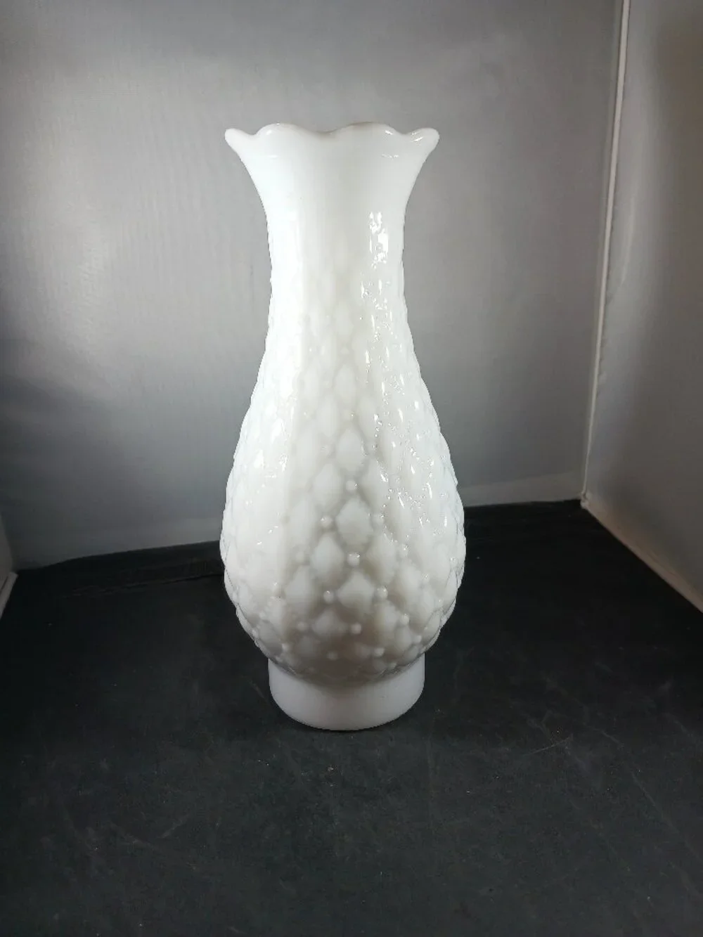 Milk Glass Lamp Shade Quilted Hurricane 10